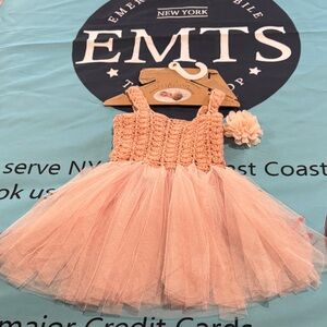 Ella& Emmy Pink Tulle Dress with Crochet Top with Headband
